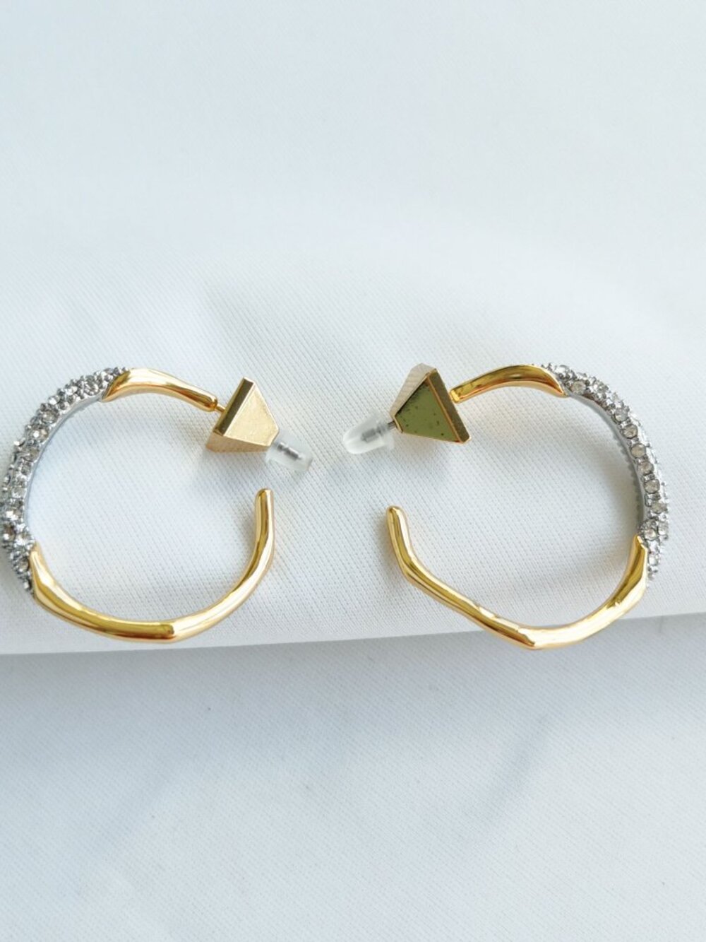 Alexis Bittar Gold and Silver Crystal Hoop Earrings - Picture 2 of 4